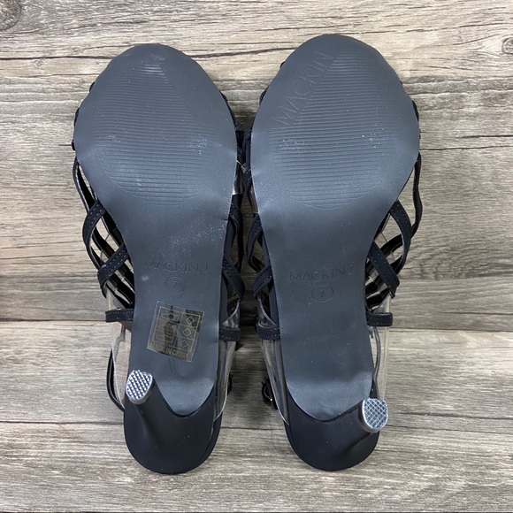 NEW Black Fringe Open Toe Stiletto Heels - Picture 5 of 9